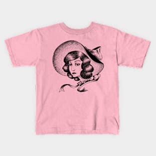 Lady In A Broad Rimmed Hat Kids T-Shirt